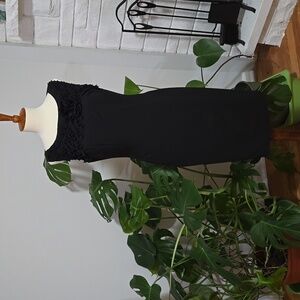 Ann Taylor Italian Wool Sheath Elegant Black Sleeveless Dress